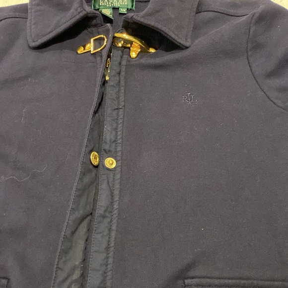 Lauren Ralph Lauren knit zip up jacket Gold details size P/M - Picture 11 of 12